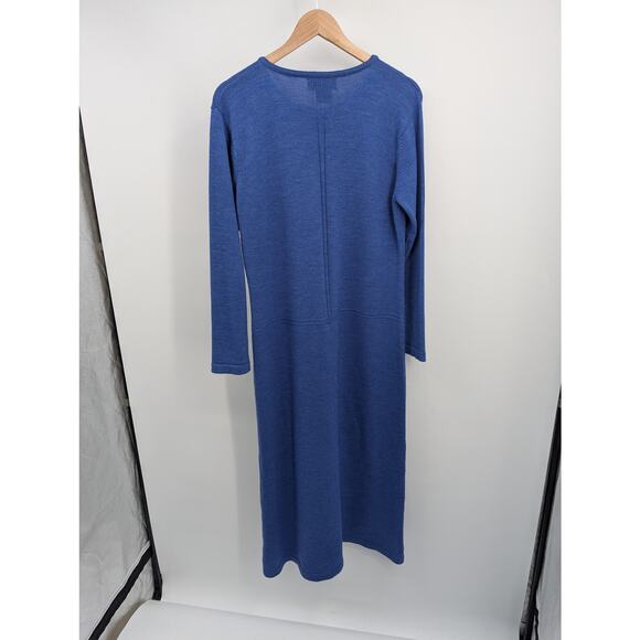 Millar Womens 100% Pure New Wool Knit Midi Dress Size M Made in Ireland Blue - Picture 2 of 5
